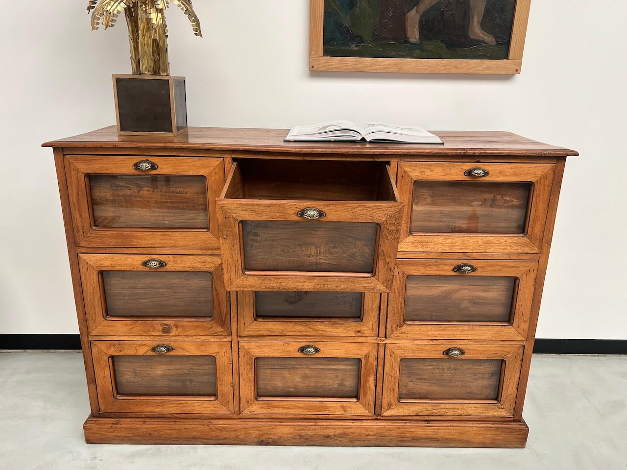 French seed cabinet in OAK with drawers from the 1950s 6