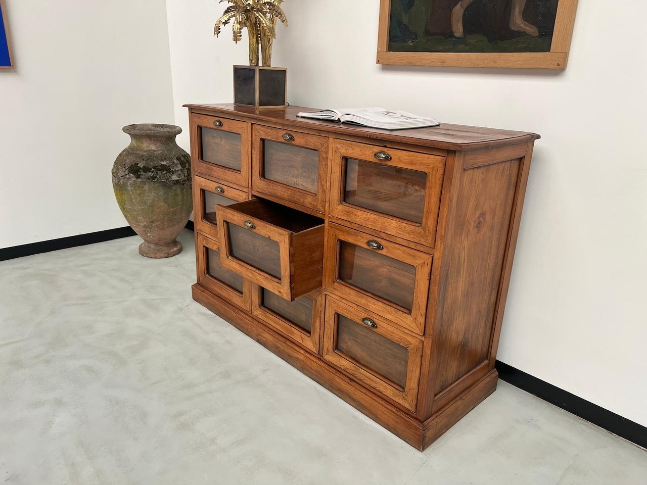 French seed cabinet in OAK with drawers from the 1950s 7