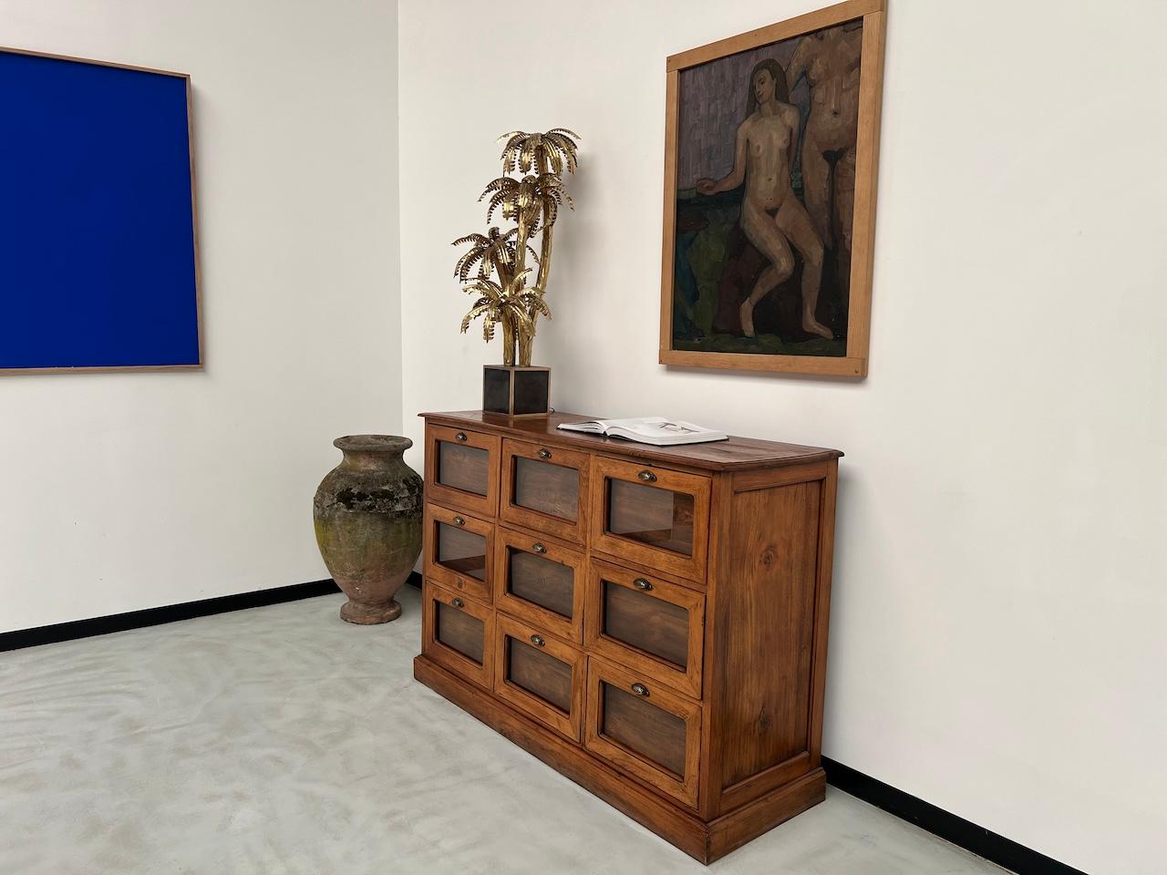 French seed cabinet in OAK with drawers from the 1950s 8