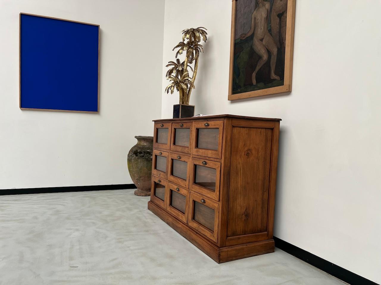 French seed cabinet in OAK with drawers from the 1950s 9