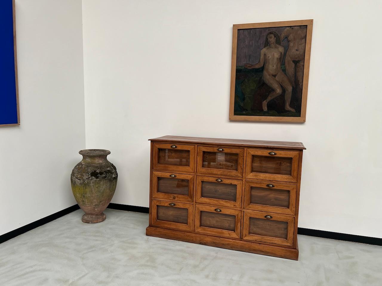 French Provincial French seed cabinet in OAK with drawers from the 1950s