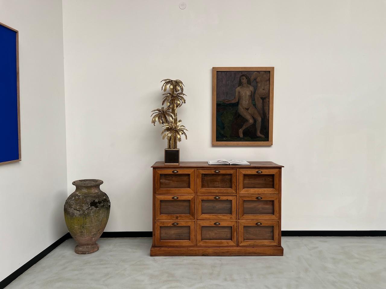 Oak French seed cabinet in OAK with drawers from the 1950s