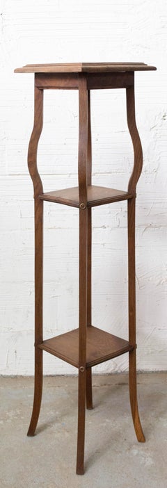 French Selette Pedestal or Plant Holder Oak Three Shelves, circa 1900