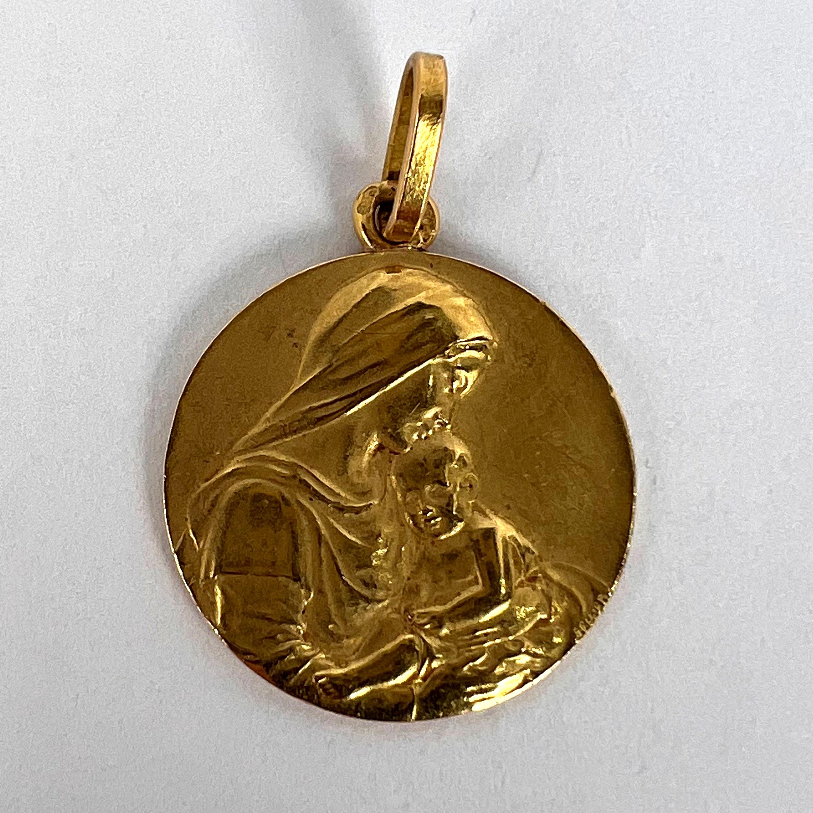 French Sellier Madonna and Child 18K Yellow Gold Charm Pendant  For Sale 4