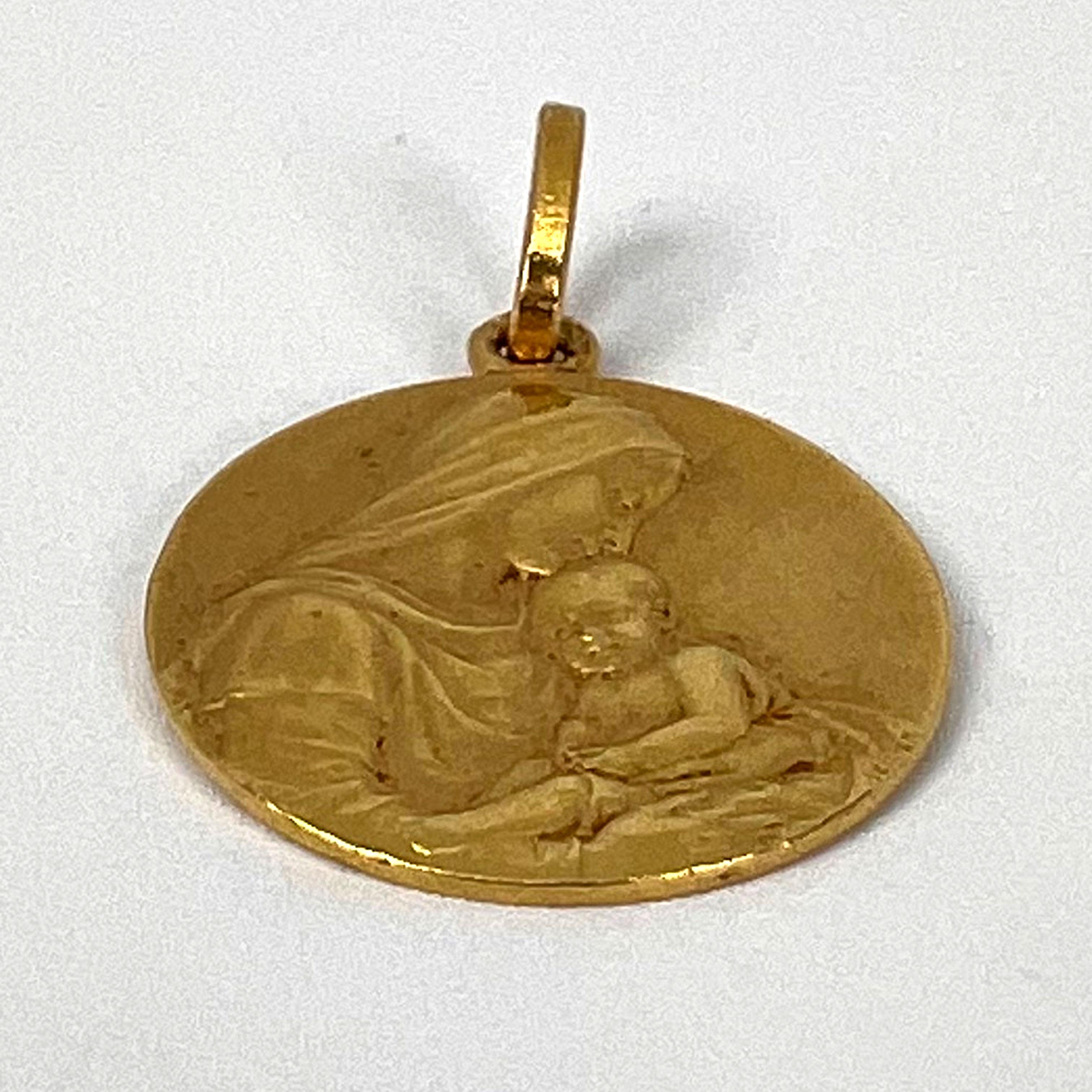 French Sellier Madonna and Child 18K Yellow Gold Charm Pendant  6
