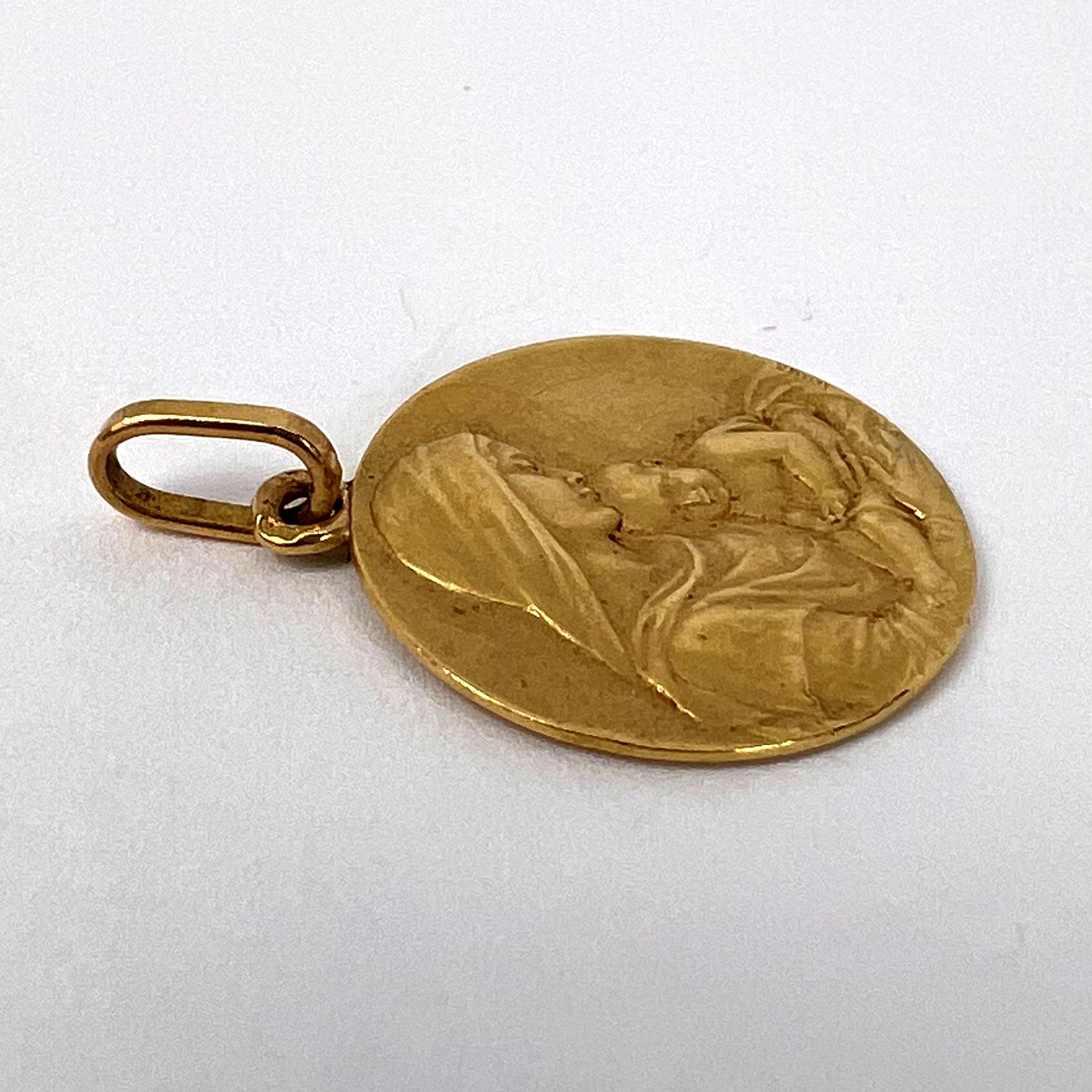 French Sellier Madonna and Child 18K Yellow Gold Charm Pendant  7