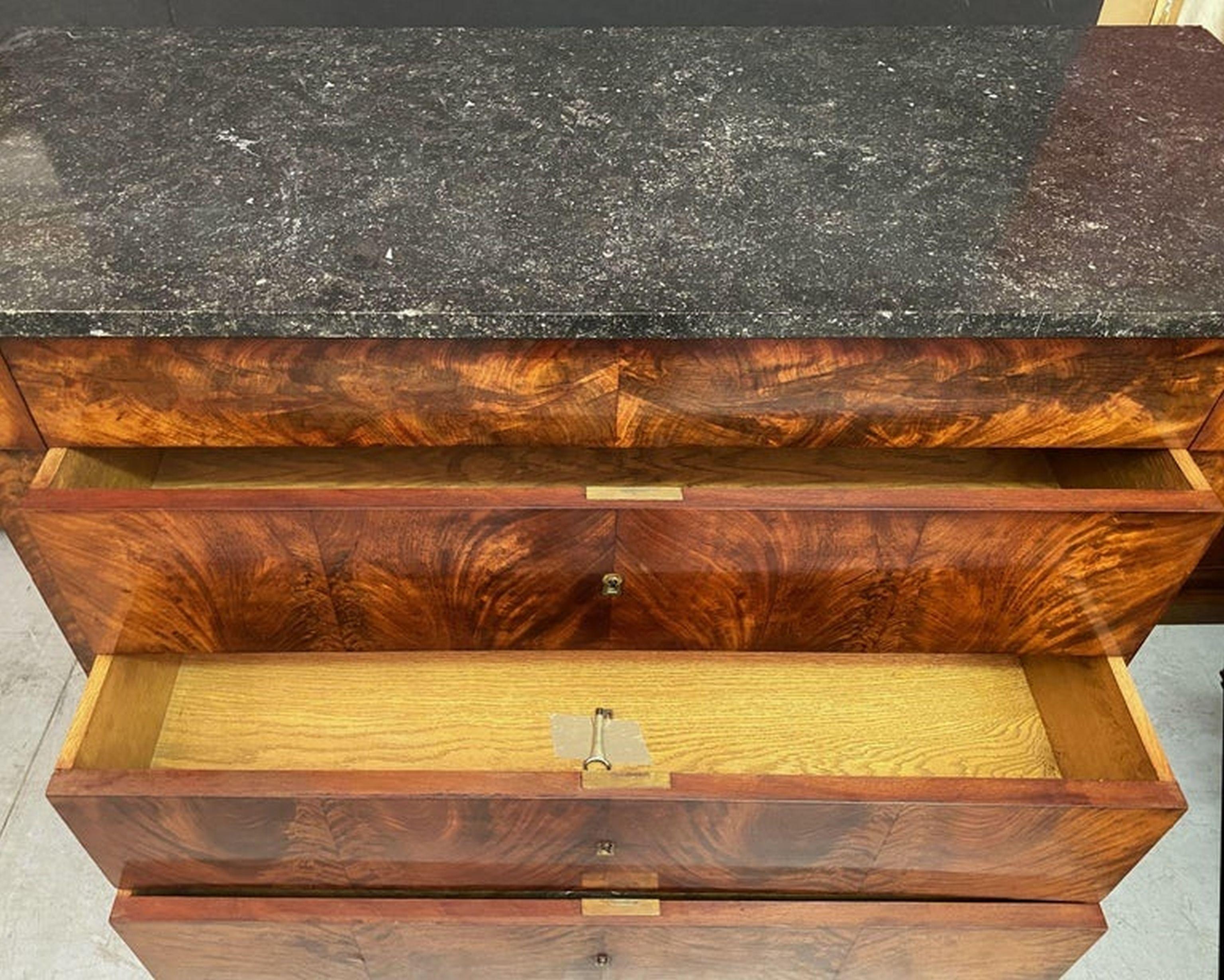 French Semainier or Tall Chest of Mahogany with Marble Top 12