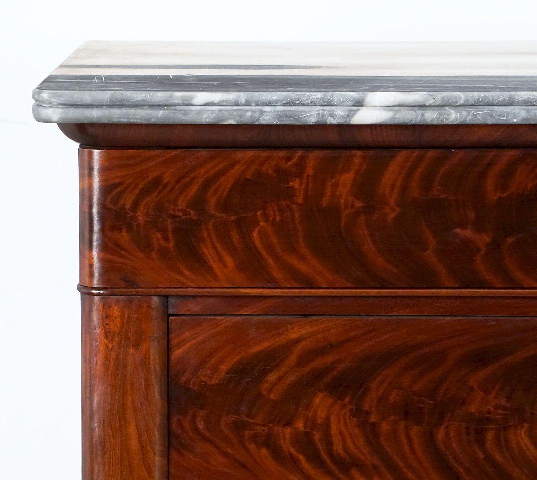 French Semainier or Tall Chest of Mahogany with Marble Top For Sale 1
