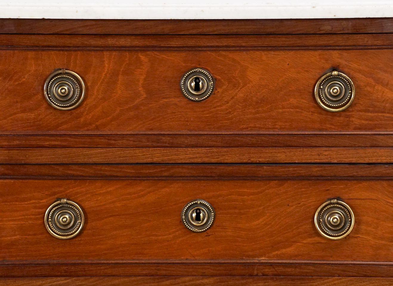 French Semainier or Tall Chest of Mahogany with Marble Top For Sale 3