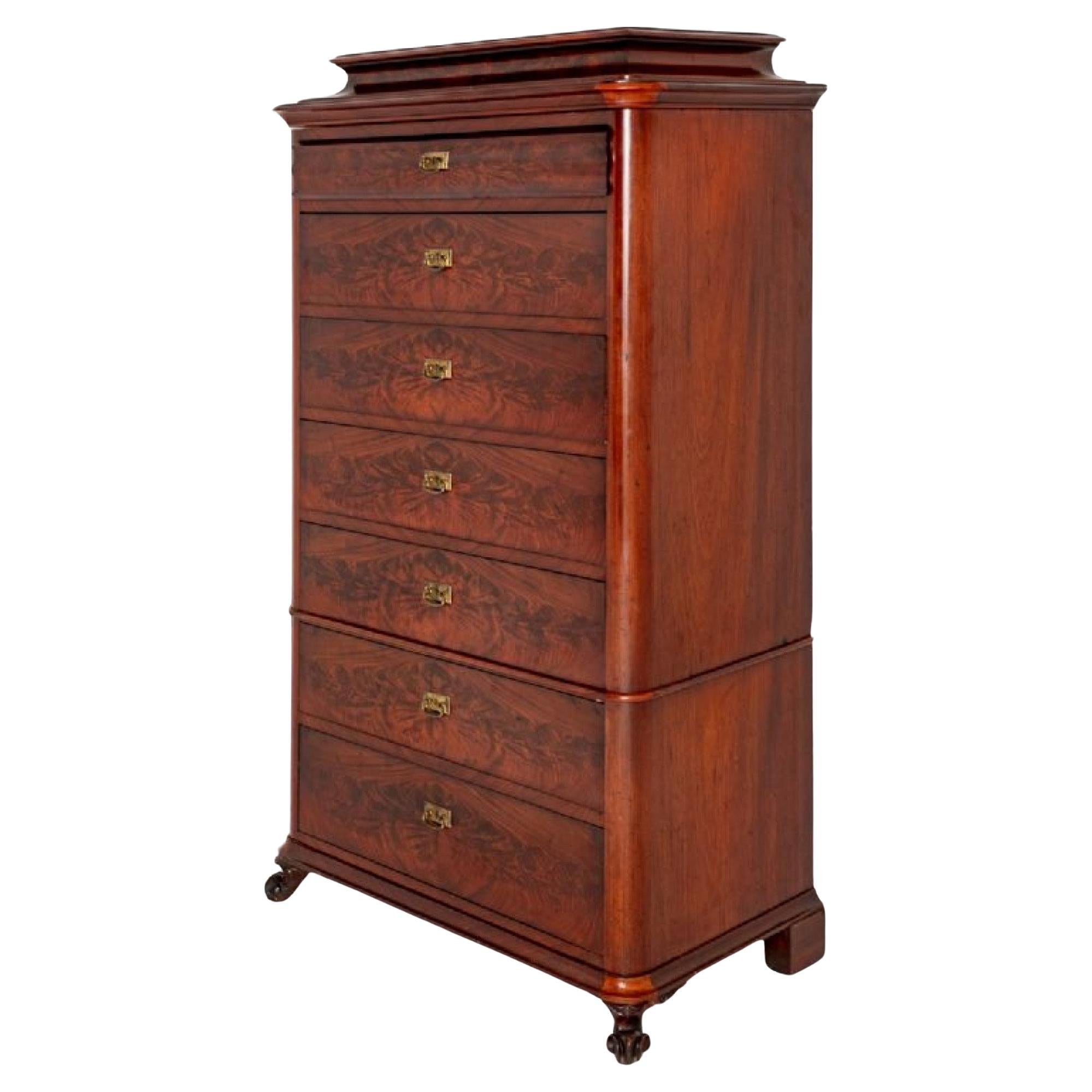 French Semanier Chest of Drawers Tall Boy 1860 For Sale