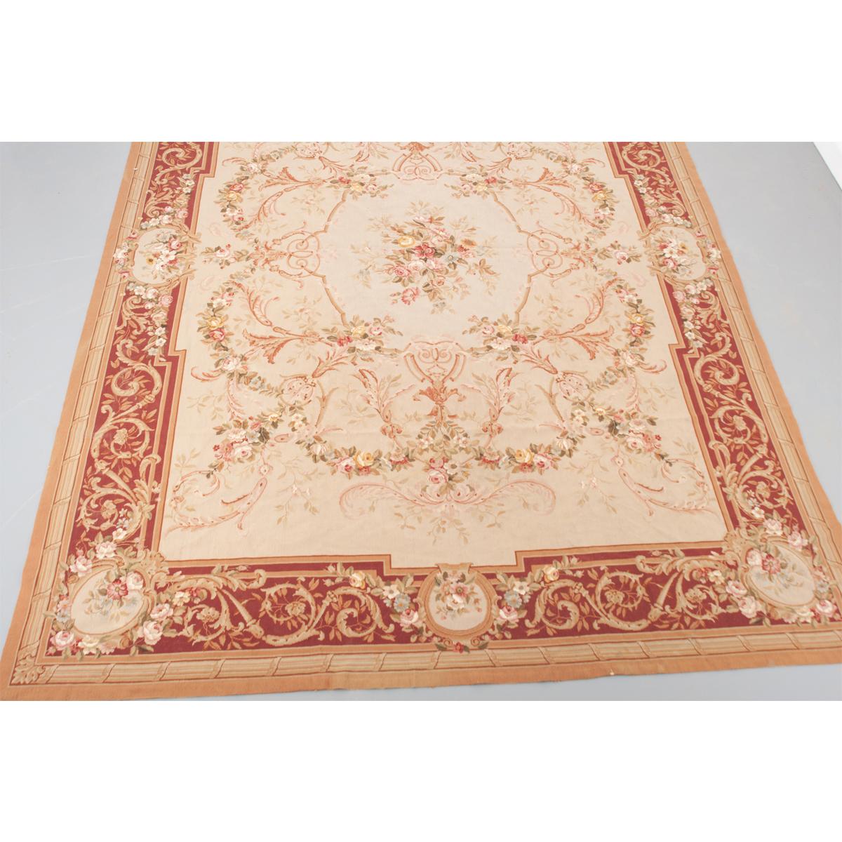 French Semi-Antique Aubusson Needlepoint Rug For Sale 2