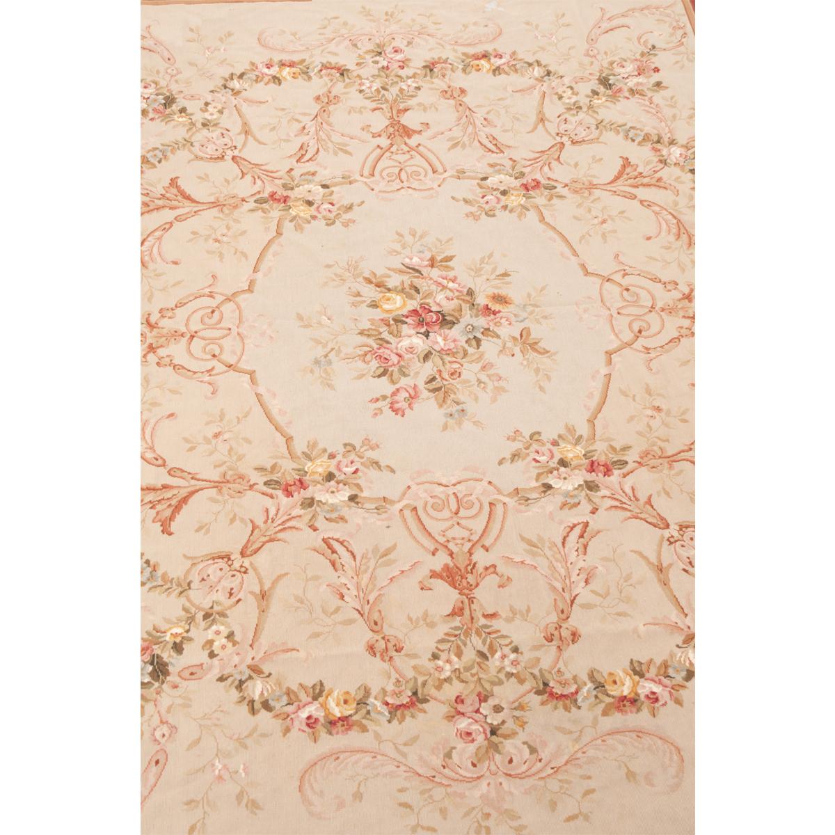 20th Century French Semi-Antique Aubusson Needlepoint Rug For Sale