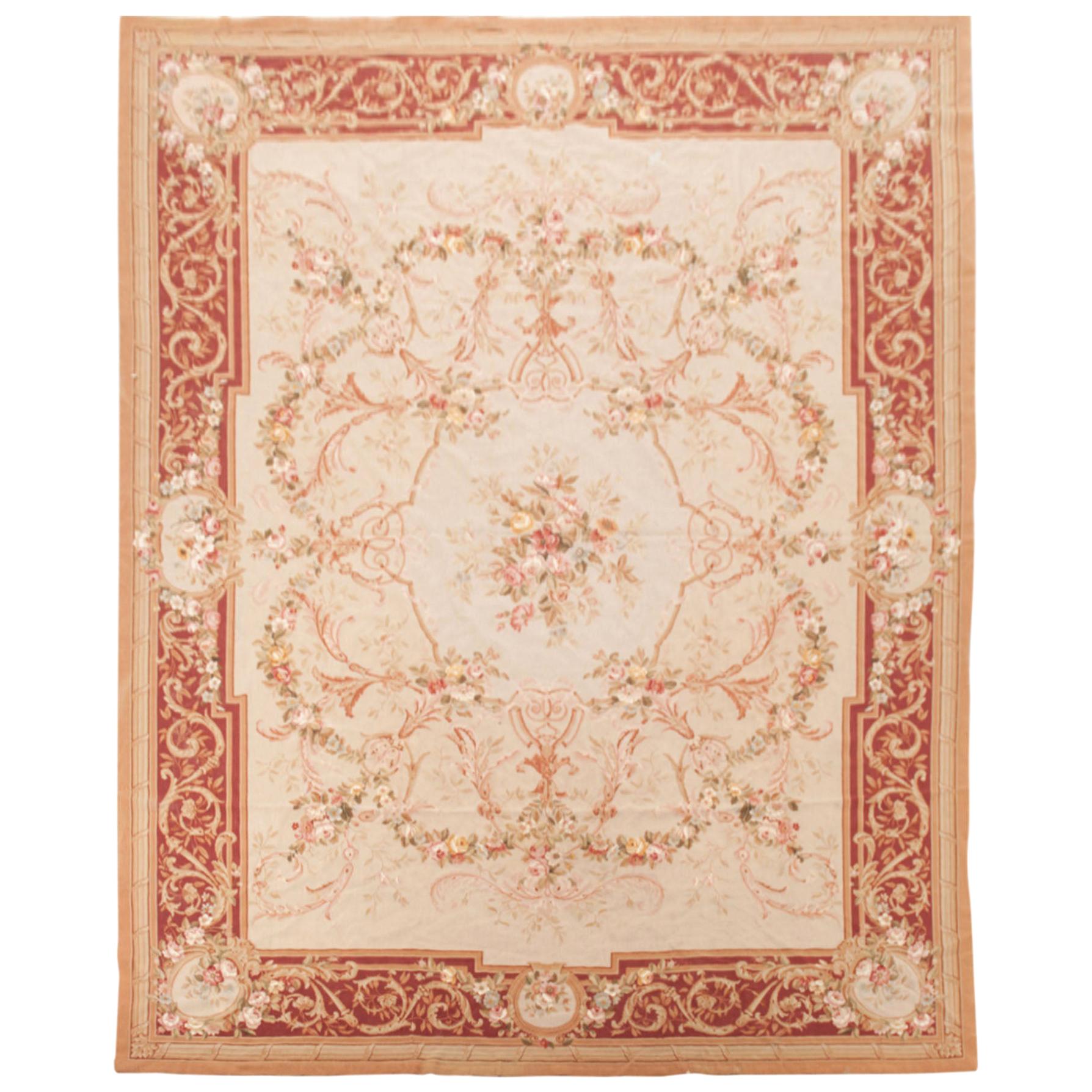 French Semi-Antique Aubusson Needlepoint Rug For Sale