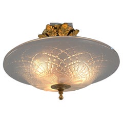 French Semi Flush Mount Chandelier by Edmond Etling #1