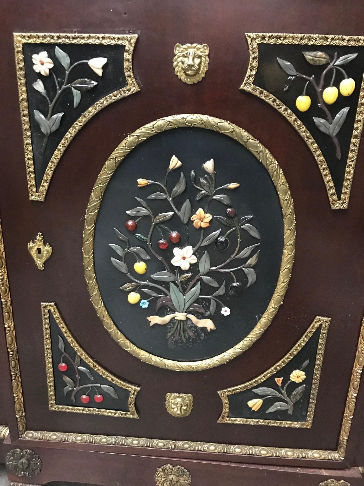 French Semi-Precious Stone Cabinet, 19th Century In Good Condition For Sale In Cypress, CA