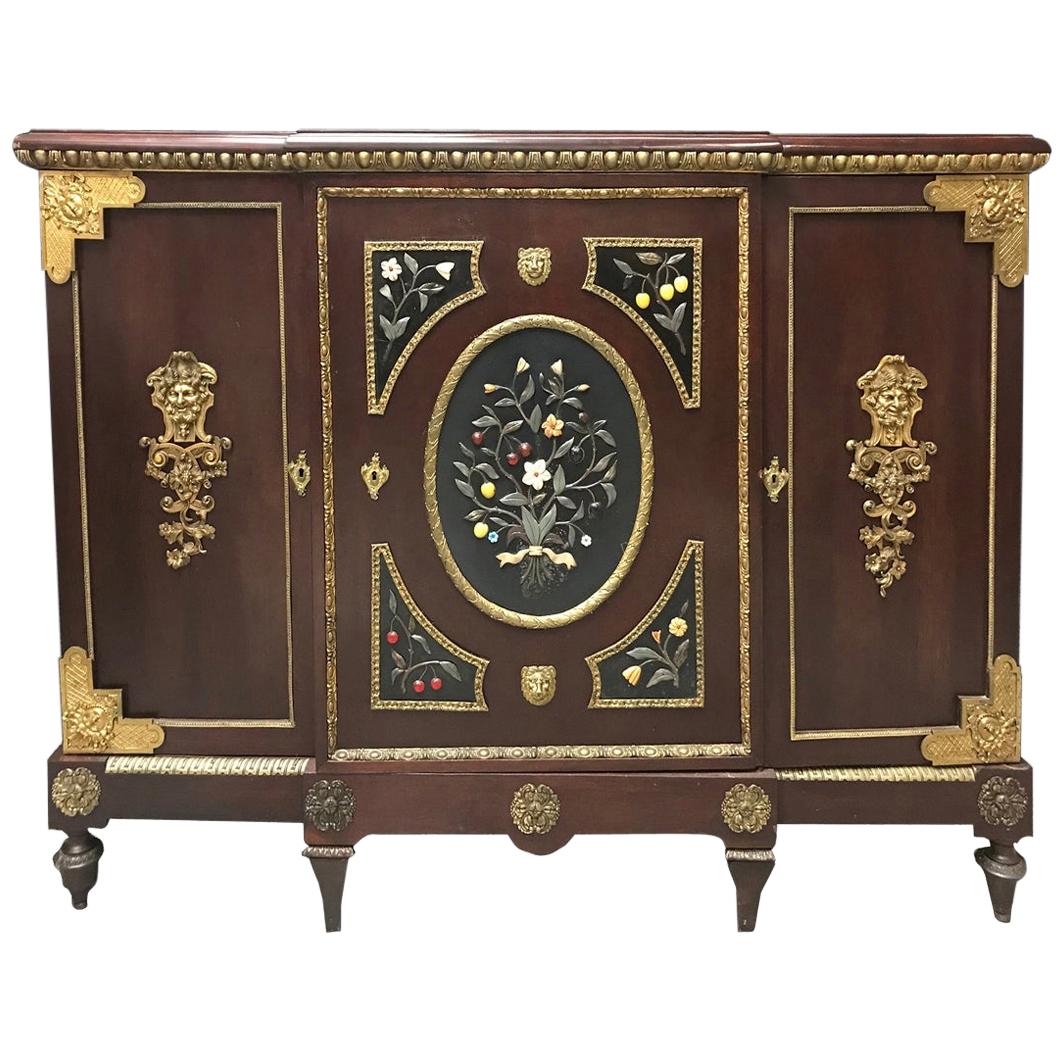 French Semi-Precious Stone Cabinet, 19th Century For Sale