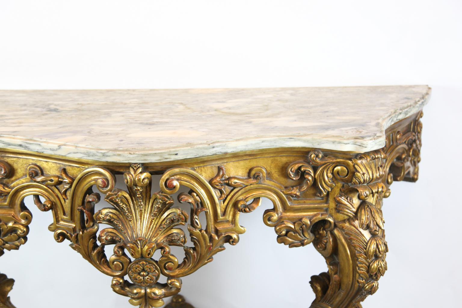 French Serpentine Marble-Top Console Table For Sale 4