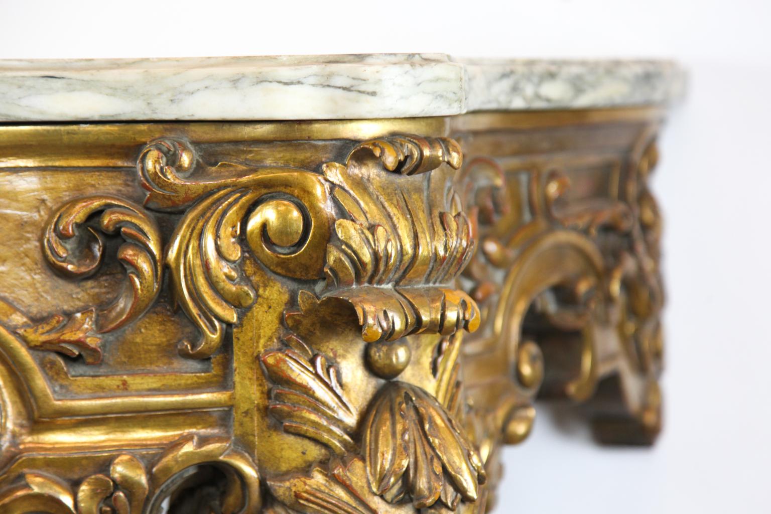 19th Century French Serpentine Marble-Top Console Table For Sale