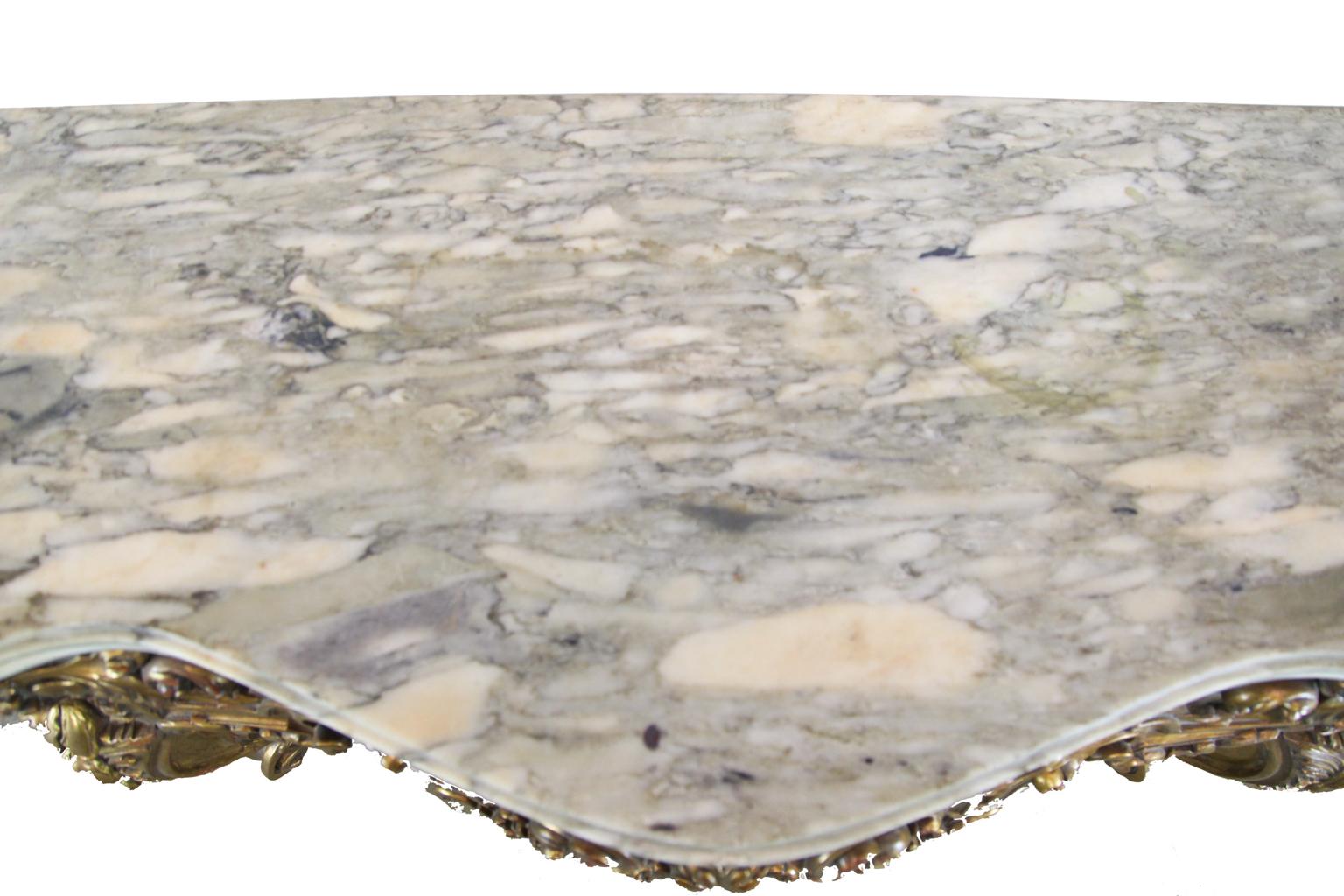 Wood French Serpentine Marble-Top Console Table For Sale