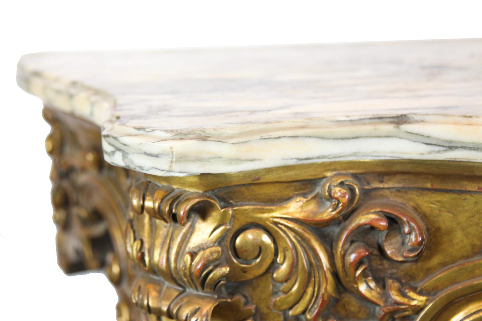 French Serpentine Marble-Top Console Table For Sale 1