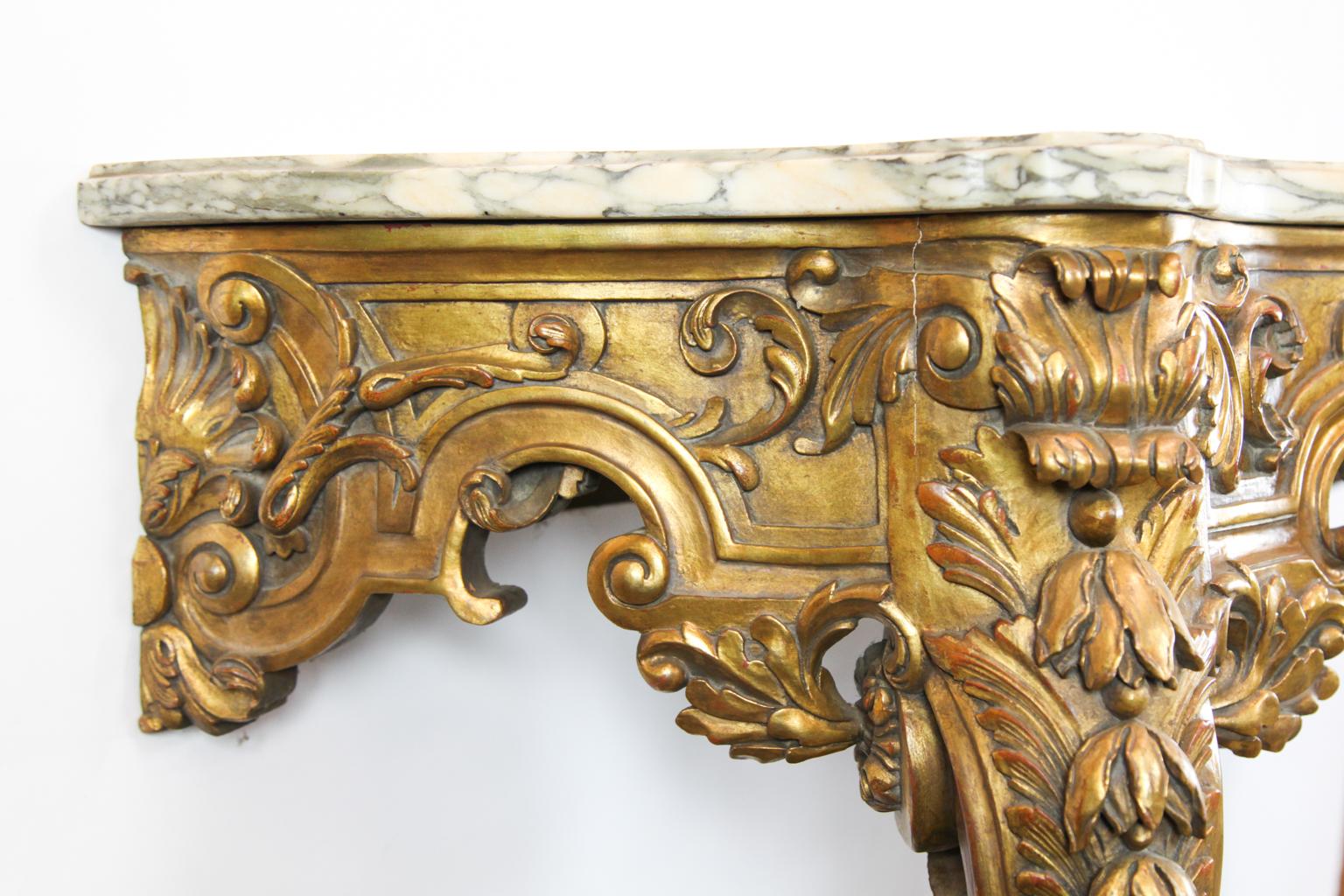 French Serpentine Marble-Top Console Table For Sale 2