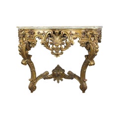 Used French Serpentine Marble-Top Console Table