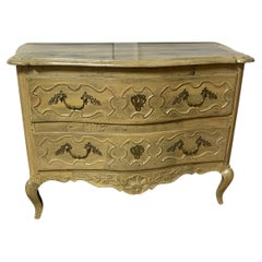 French Serpentine Rare Two Drawer Commode