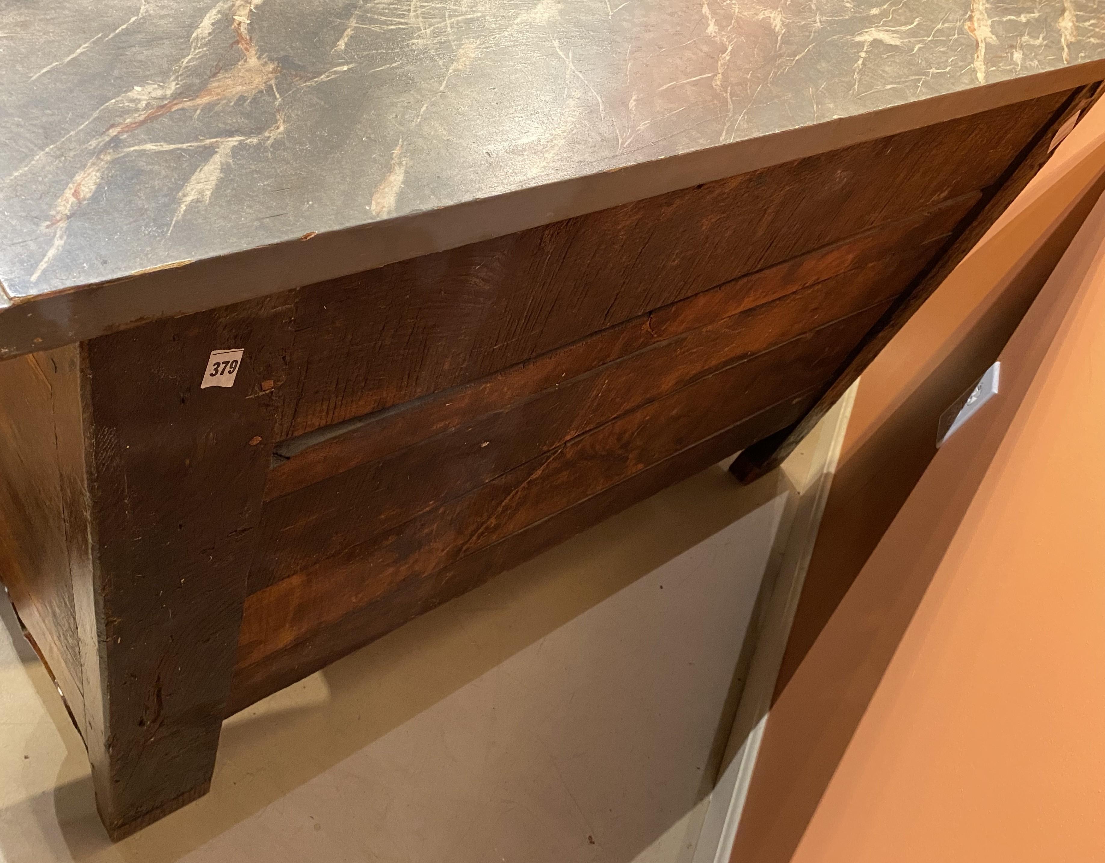 French Serpentine Three Drawer Commode with Faux Marble Top c 1760 For Sale 4
