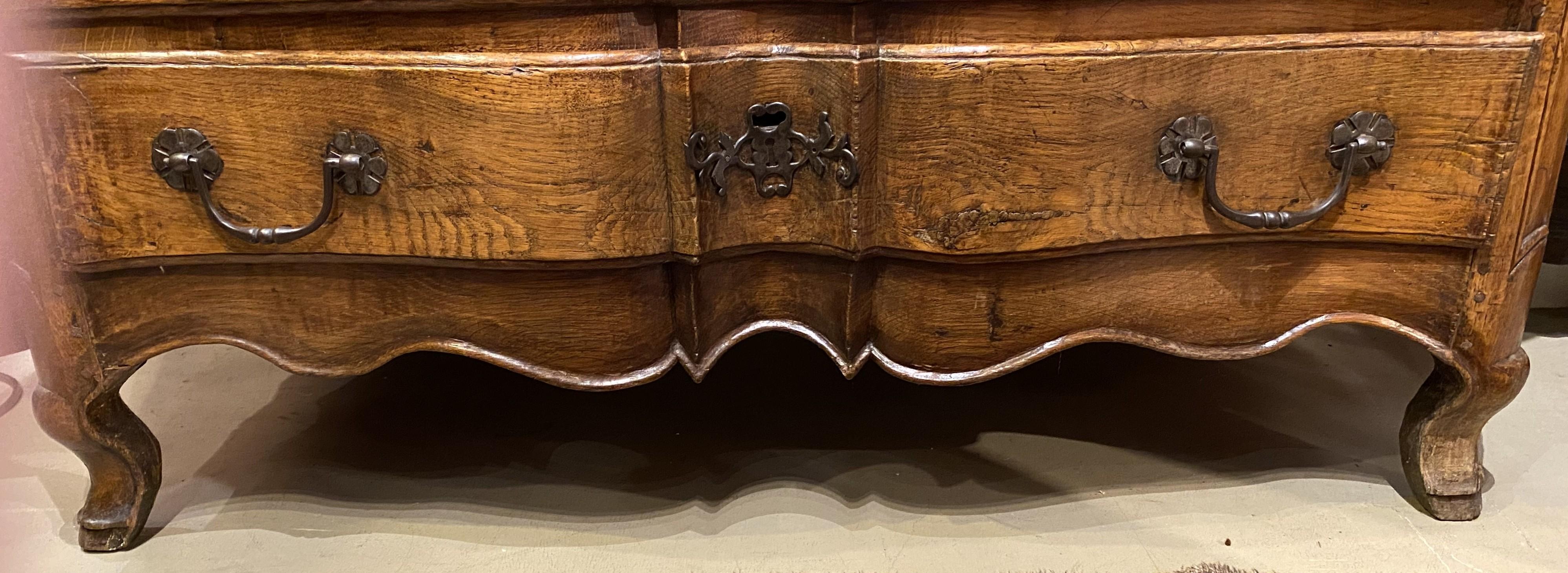 French Serpentine Three Drawer Commode with Faux Marble Top c 1760 For Sale 5