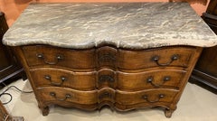 French Serpentine Three Drawer Commode with Faux Marble Top c 1760