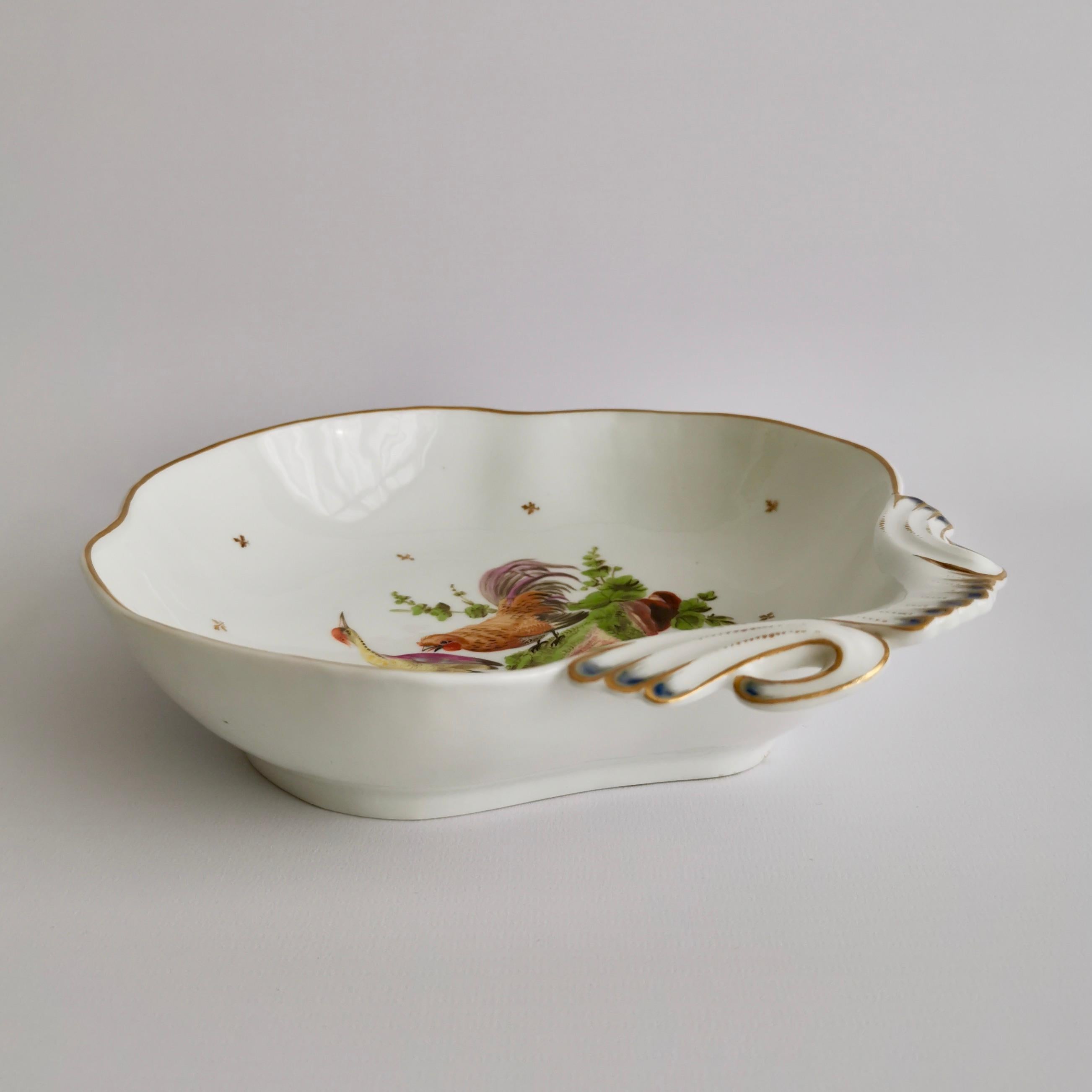 French Porcelain Serving Dish, Heron and Cockerel La Fontaine, circa 1820 For Sale 1