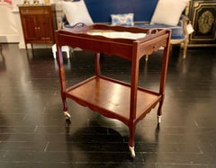 French Serving or Bar Cart with Removeable Glass Tray Top, Two-Tier, on Wheels