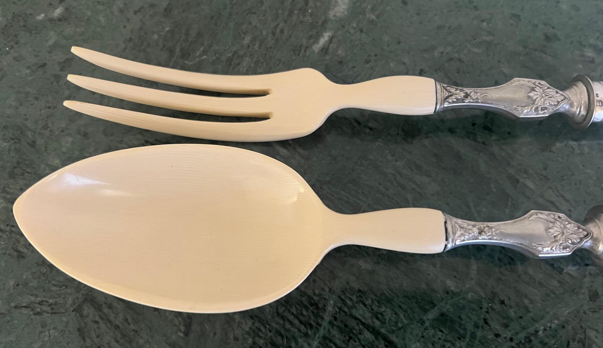 French Serving Set by Grunthaler, Sterling Handles, C. 1920's For Sale 3