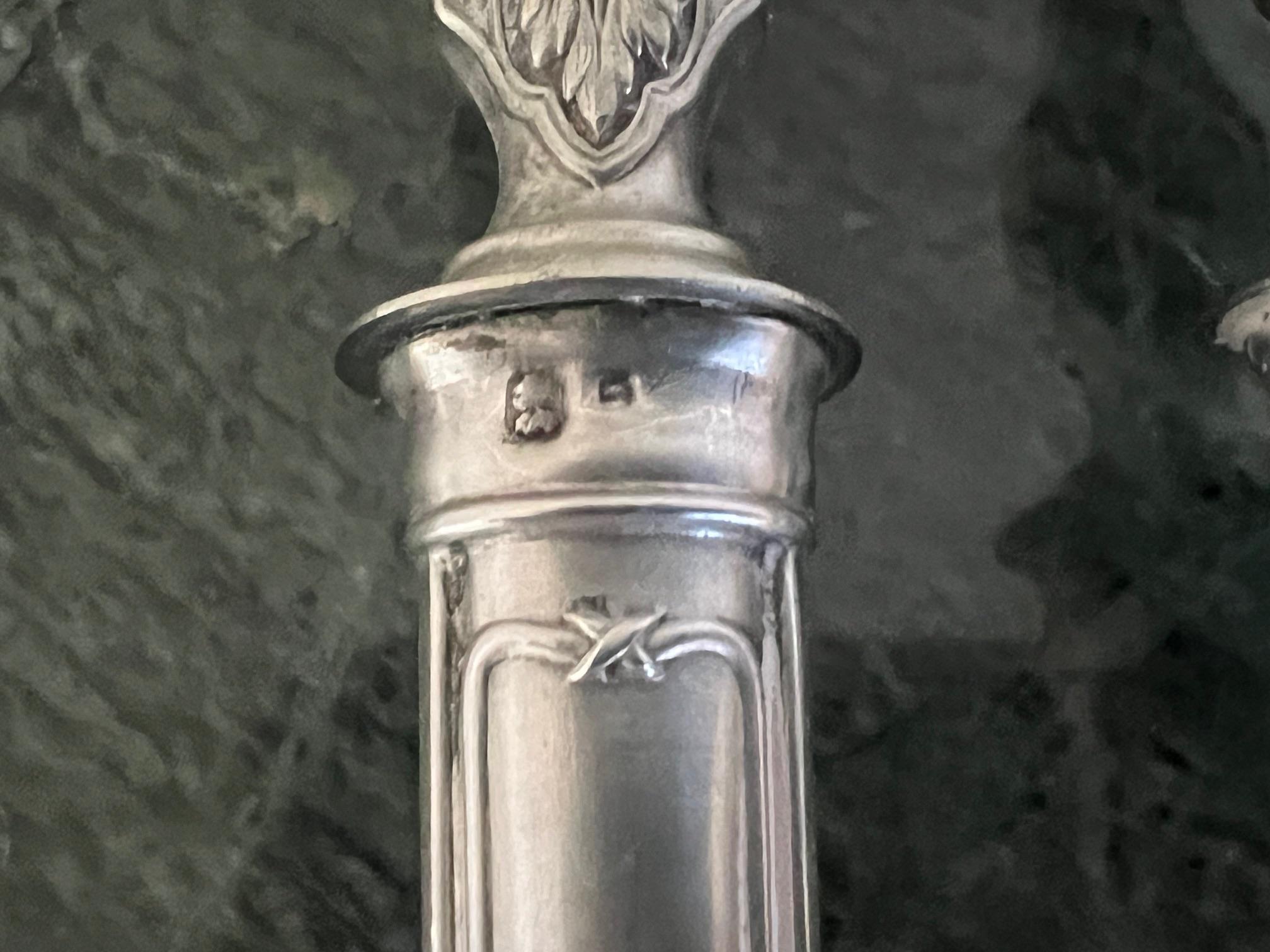 Art Deco French Serving Set by Grunthaler, Sterling Handles, C. 1920's For Sale