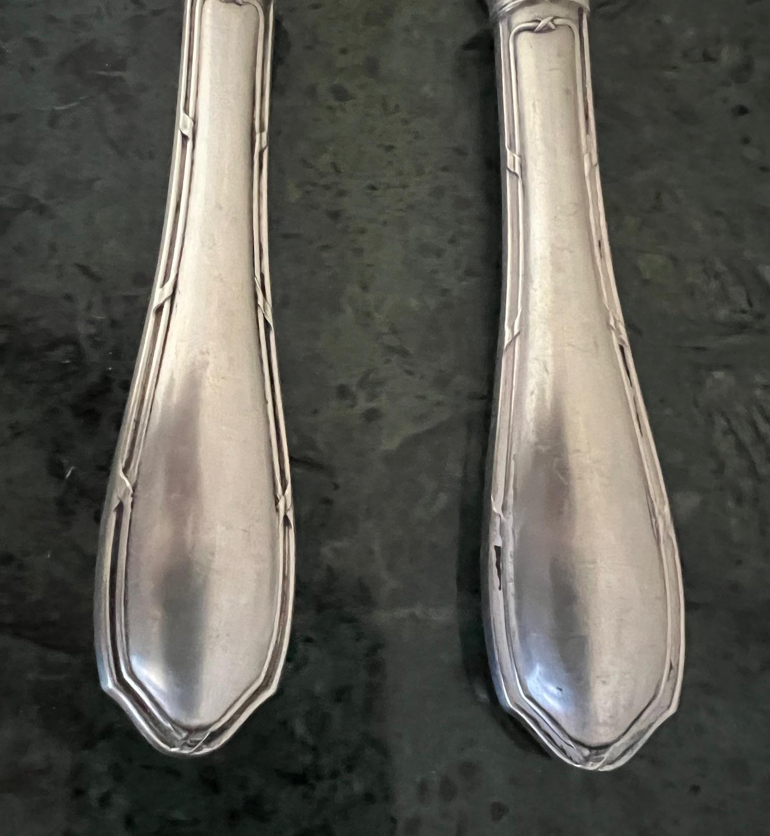 French Serving Set by Grunthaler, Sterling Handles, C. 1920's For Sale 2