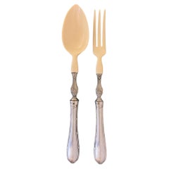 French Serving Set by Grunthaler, Sterling Handles, C. 1920's