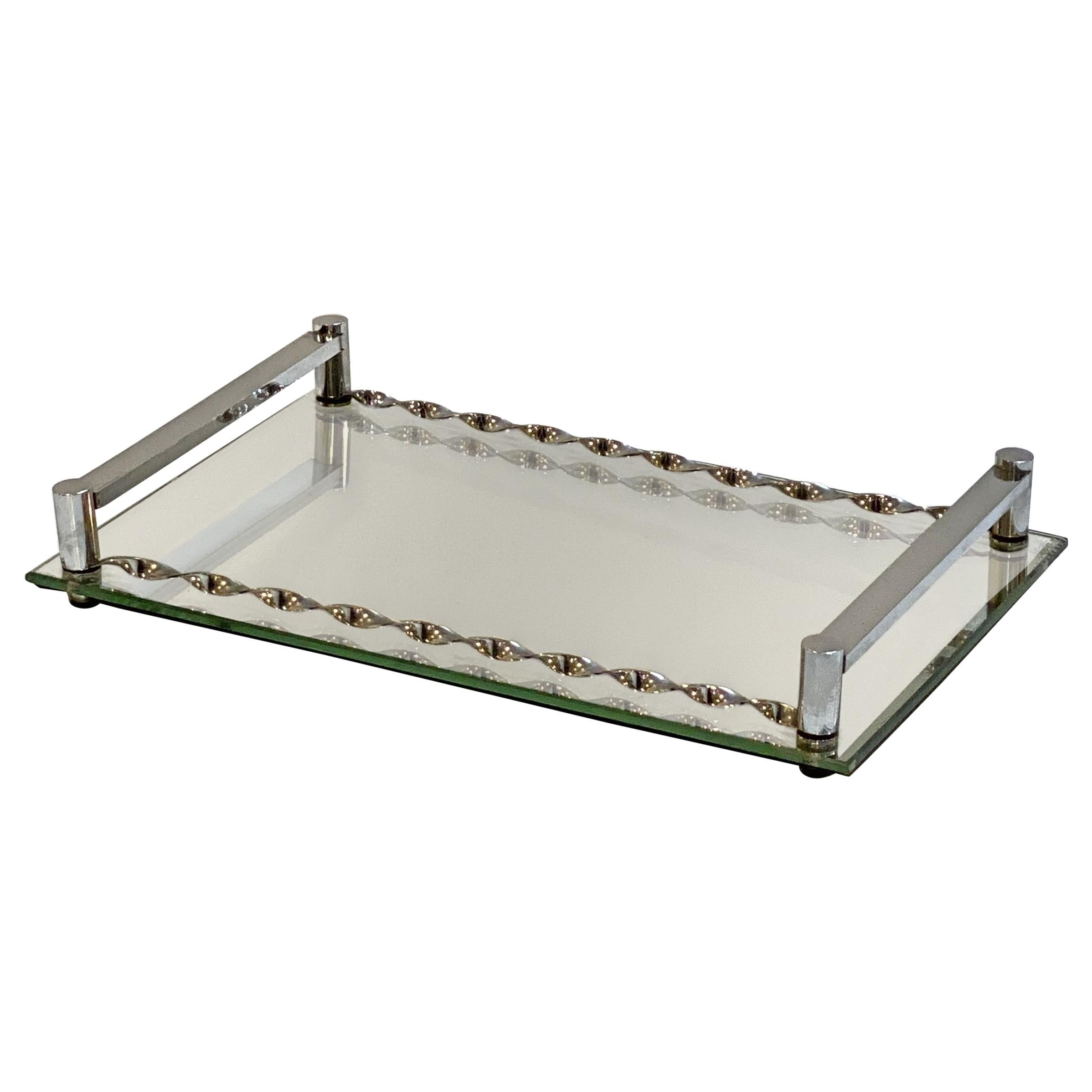 French Serving Tray with Glass Compartments For Sale at 1stDibs