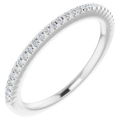 French Set Diamond Accented Anniversary Wedding Ring 18k White Gold 0.14 Carat