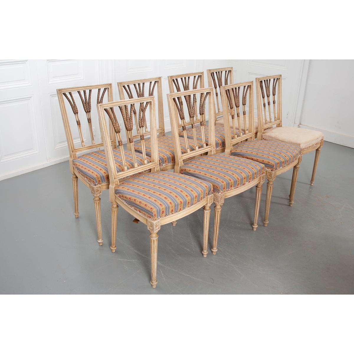 French Set of 10 Louis XVI-Style Dining Chairs 9