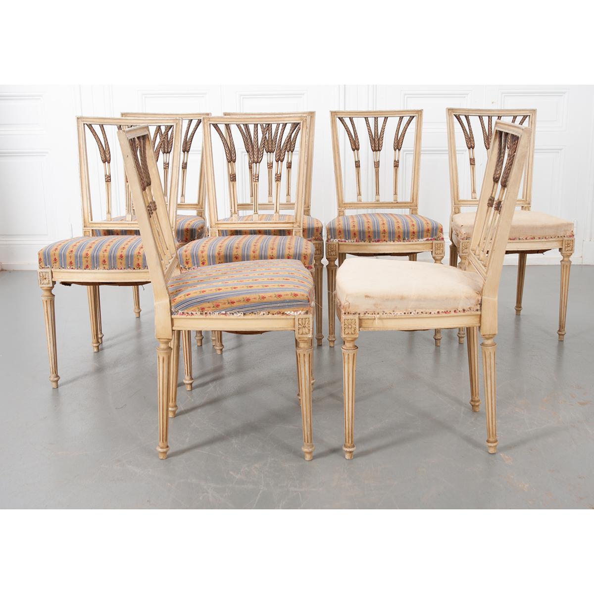 French Set of 10 Louis XVI-Style Dining Chairs 13
