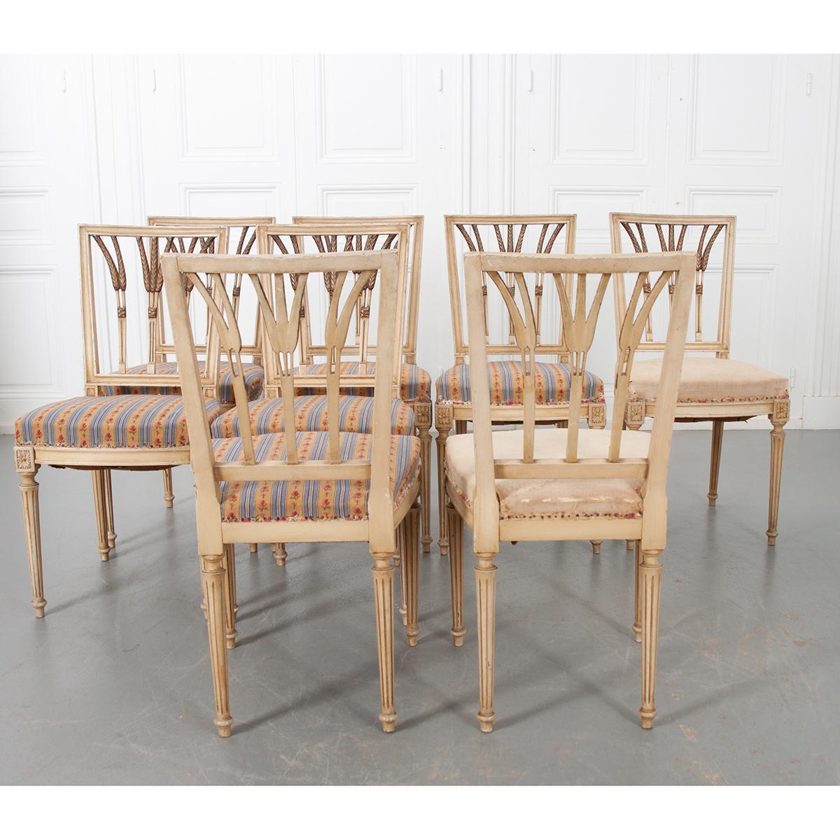 French Set of 10 Louis XVI-Style Dining Chairs 14