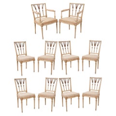 French Set of 10 Louis XVI-Style Dining Chairs