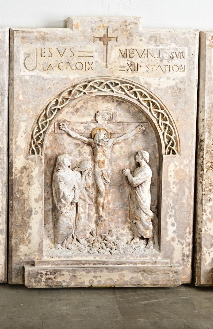 French Set of 14 Plaster Stations of the Cross, 1924 For Sale 4