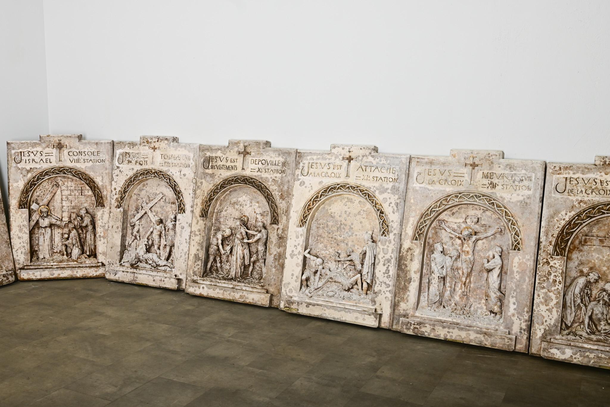 French Set of 14 Plaster Stations of the Cross, 1924 For Sale 8