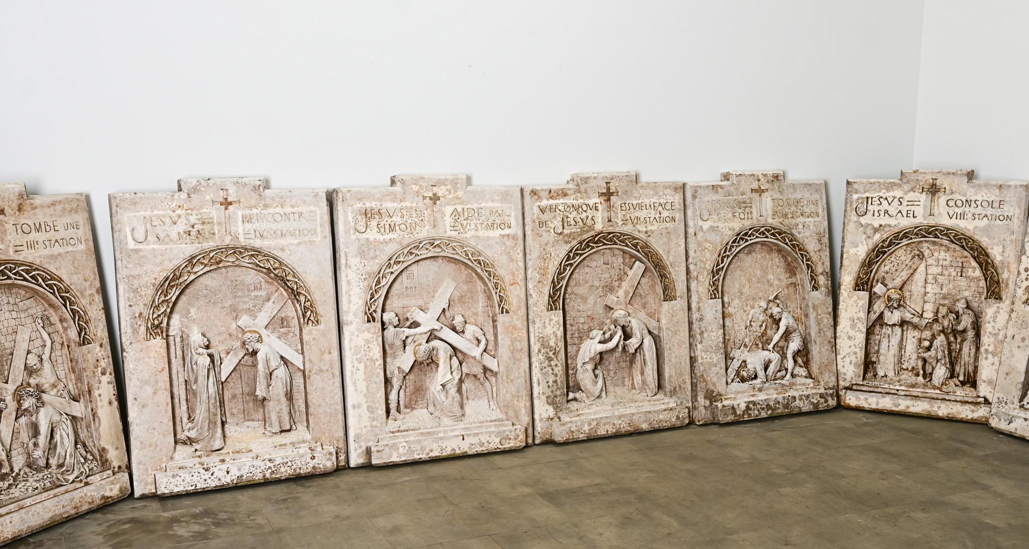 French Set of 14 Plaster Stations of the Cross, 1924 For Sale 9