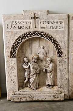French Set of 14 Plaster Stations of the Cross, 1924