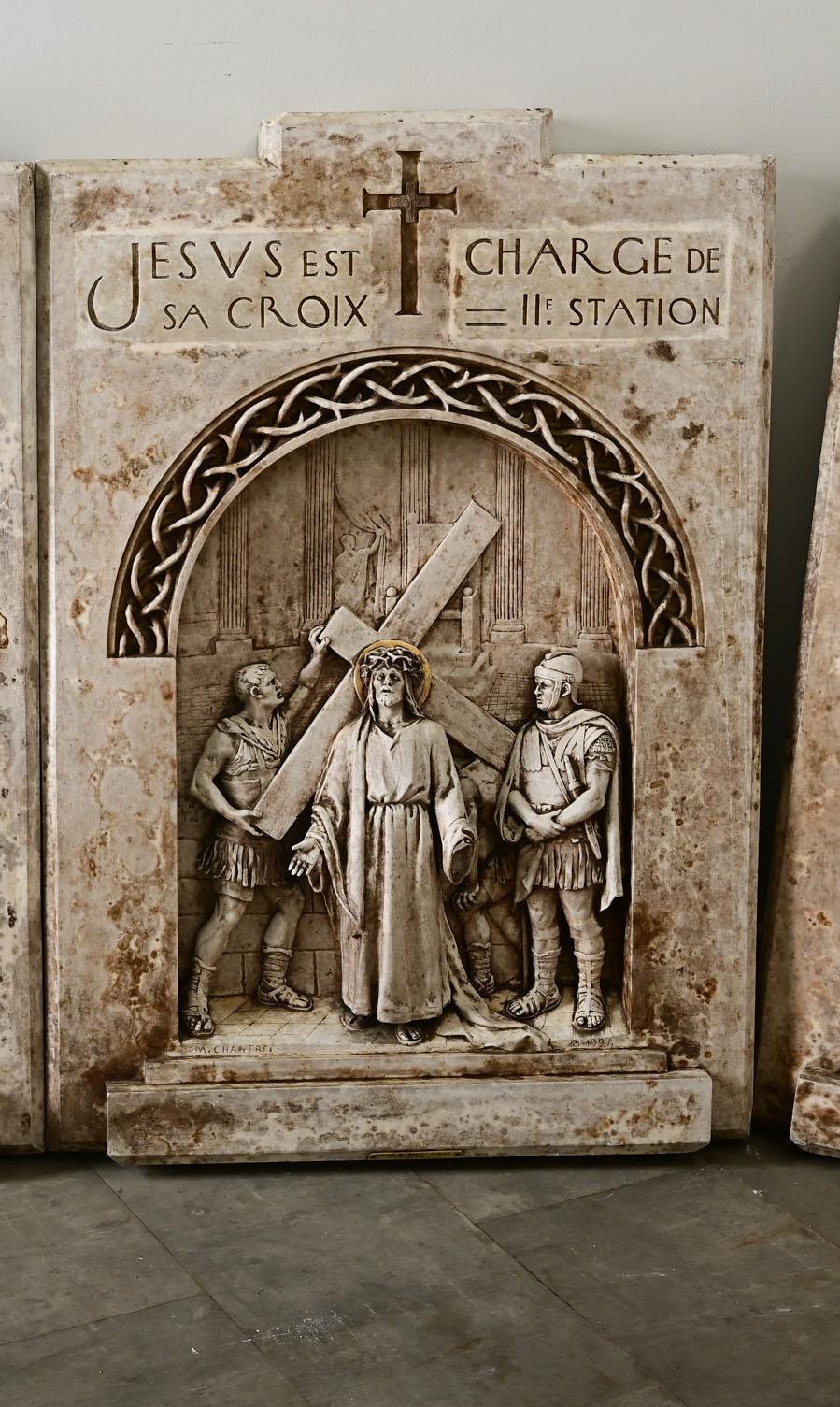 Other French Set of 14 Plaster Stations of the Cross, 1924 For Sale