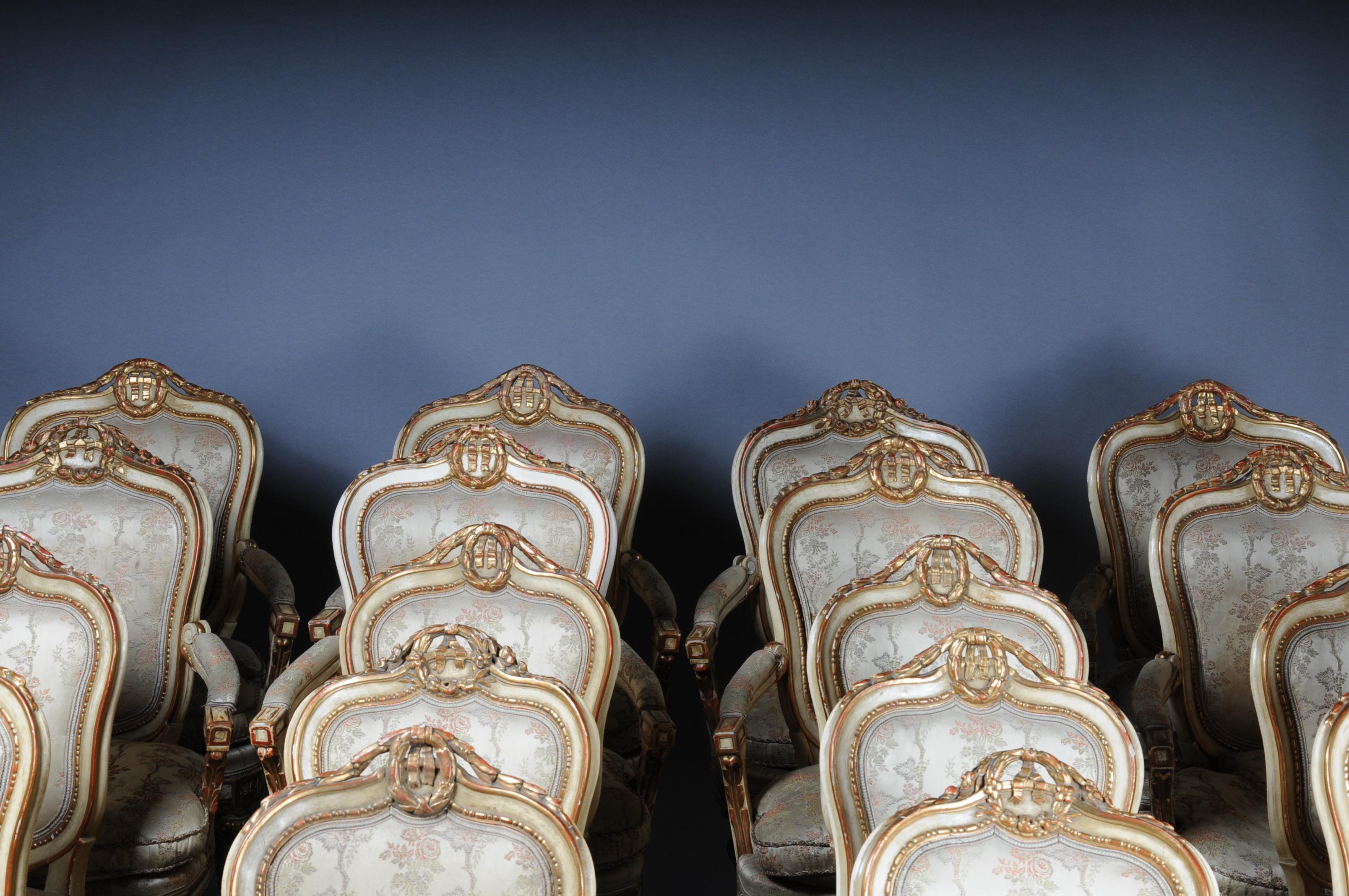 French Set of 18 Salon Chairs / Armchairs, Napoleon III For Sale 8