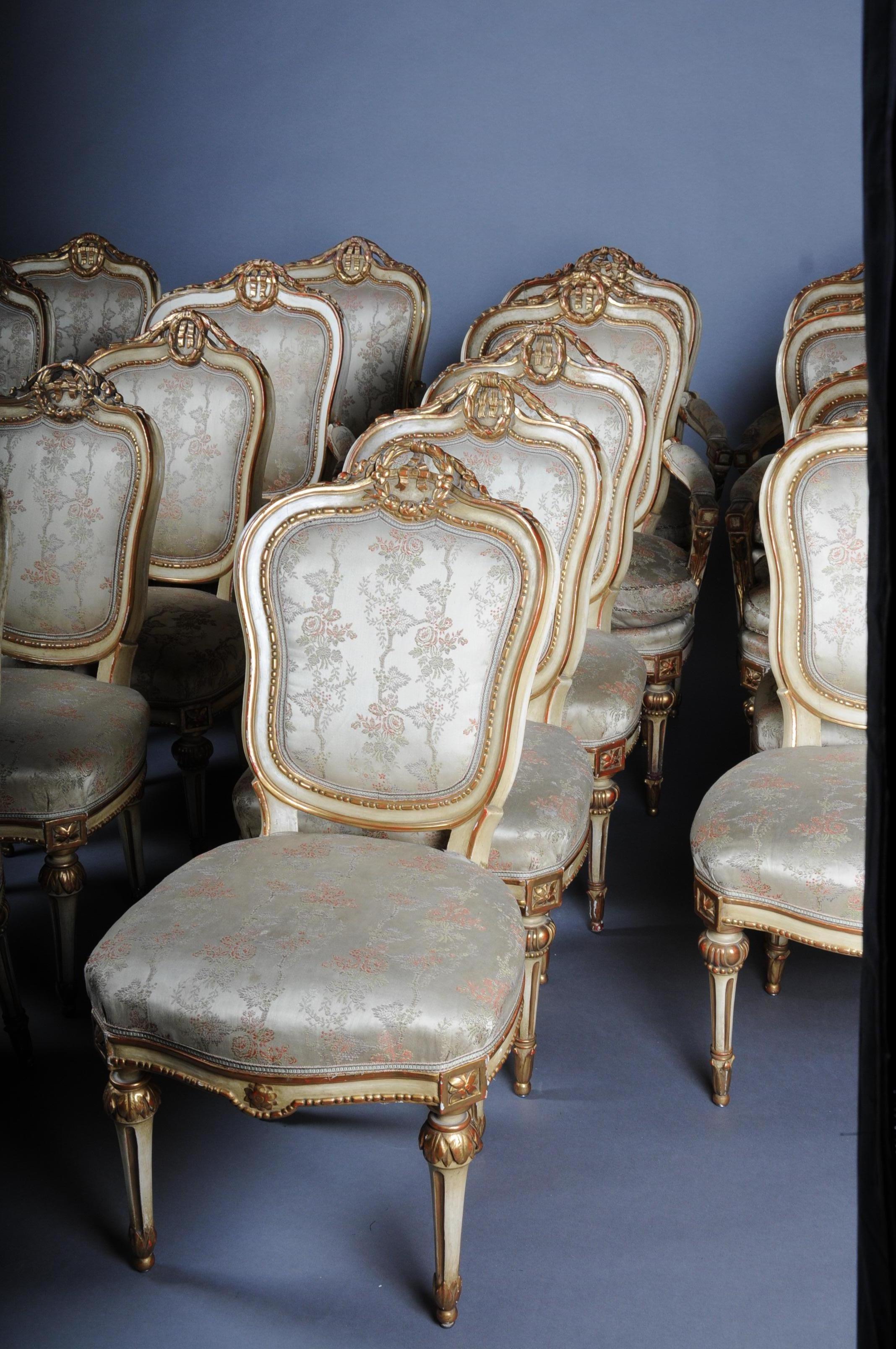 French Set of 18 Salon Chairs / Armchairs, Napoleon III For Sale 9