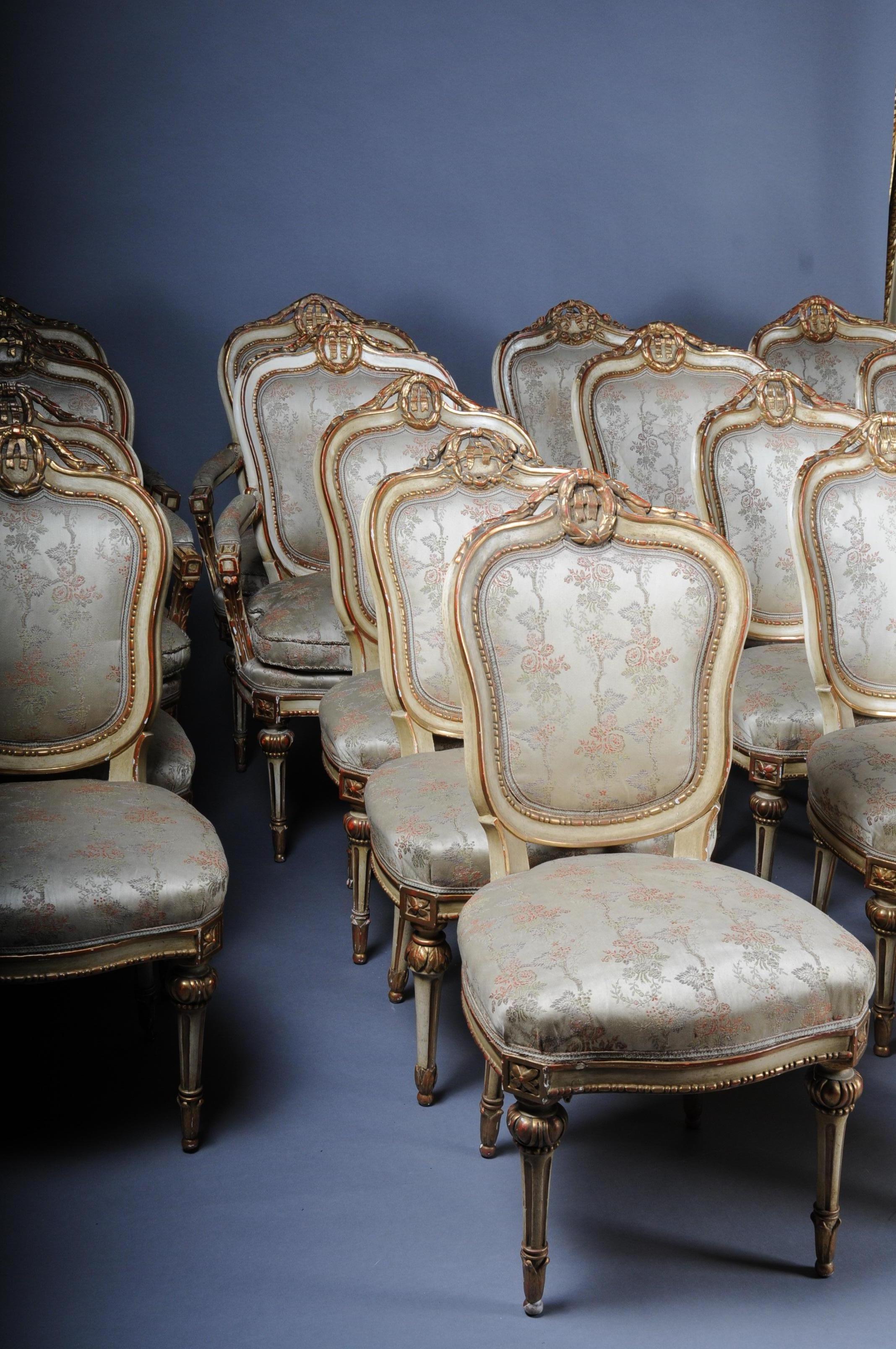 French Set of 18 Salon Chairs / Armchairs, Napoleon III For Sale 10